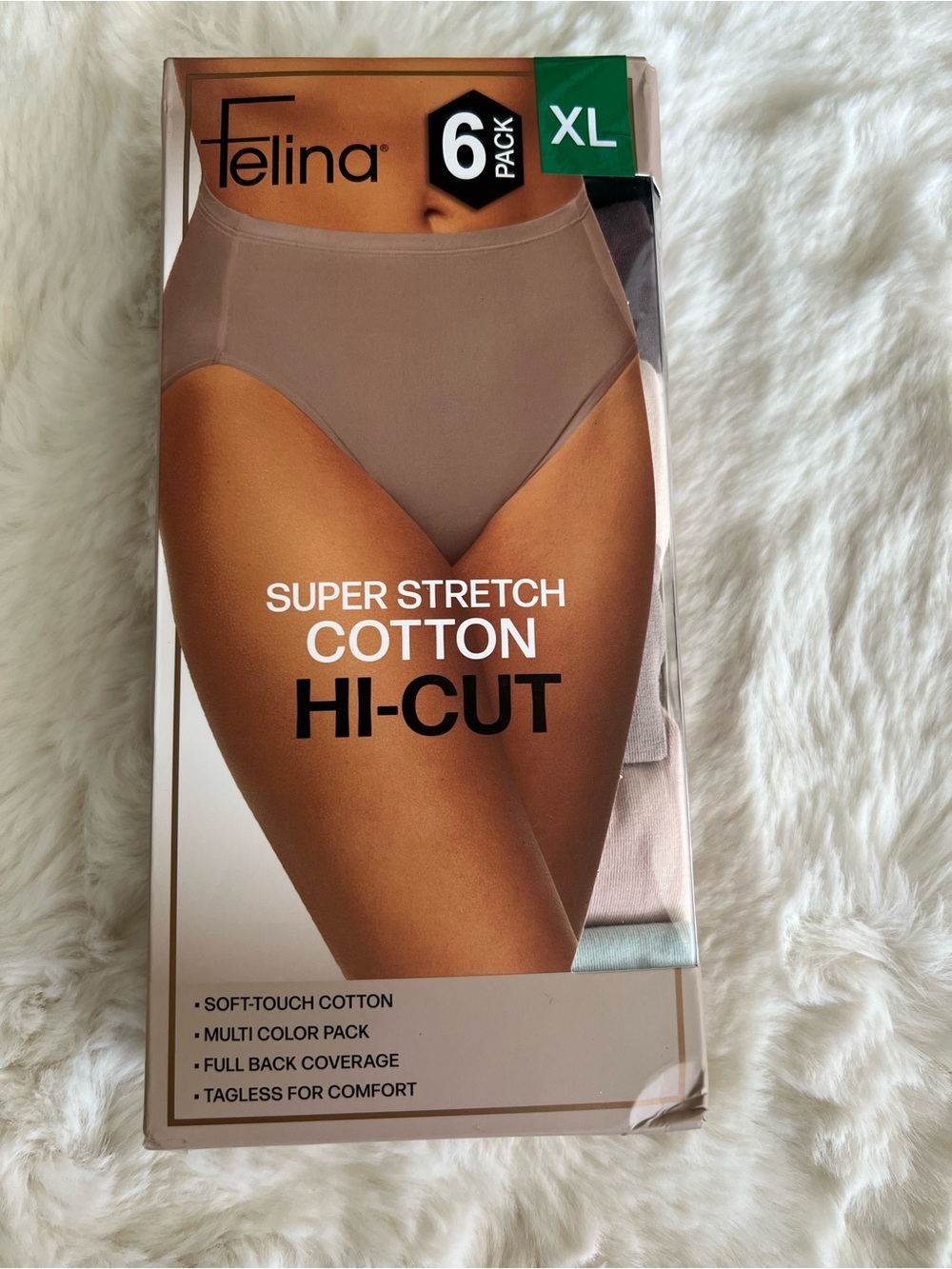 Felina Super Stretch Cotton Hi-Cut Briefs  (6 Pack, XL) #50
